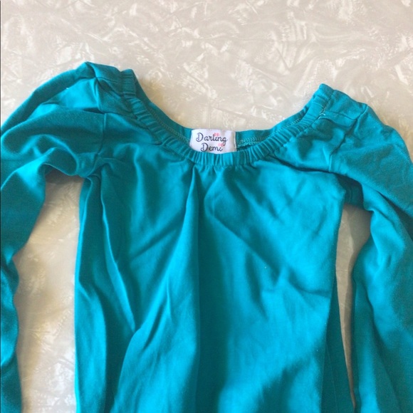 Darling Demi large 4T long sleeves teal leotard body suit - Picture 3 of 4